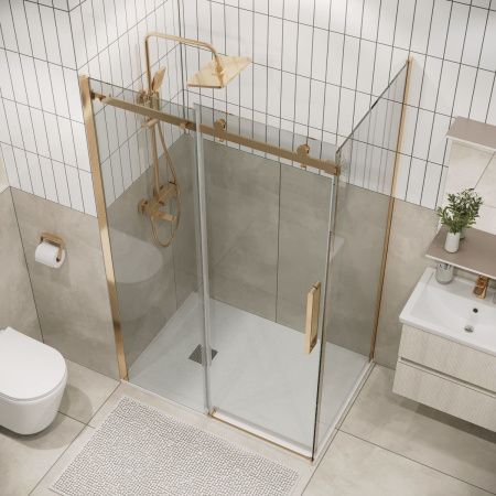 Душевой уголок Grossman Classic 120.K33.04.1690.32.00 160х90 стекло прозрачное профиль золото без поддона