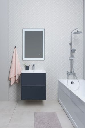 Раковина из искусственного камня Aquanet Арт 00306390 60х50 полувстраиваемая цвет белый 1 отверстие под смеситель