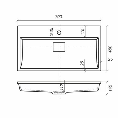Раковина из искусственного камня Uperwood Barsa 3939193462 70х50 полувстраиваемая цвет черный