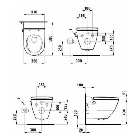 Унитаз-биде подвесной Laufen Cleanet 8.2060.1.400.000.1 белый с сиденьем микролифт безободковый каскадный смыв