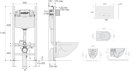 Комплект унитаз с инсталляцией Valsir KIT VSCR 7317 Slim P3