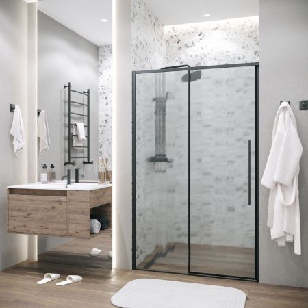 Душевая дверь Grossman Galaxy 1/2.K33.01.80L.21.02 80х195 стекло шиншилла профиль черный