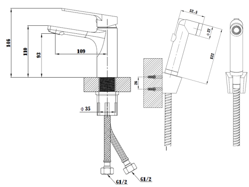 Смеситель Esko SB 27H на раковину черный - фото 3
