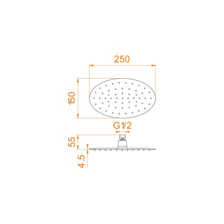 Верхний душ RGW Shower Panels (Шоувер панелс) 21148325-01 25х15 хром