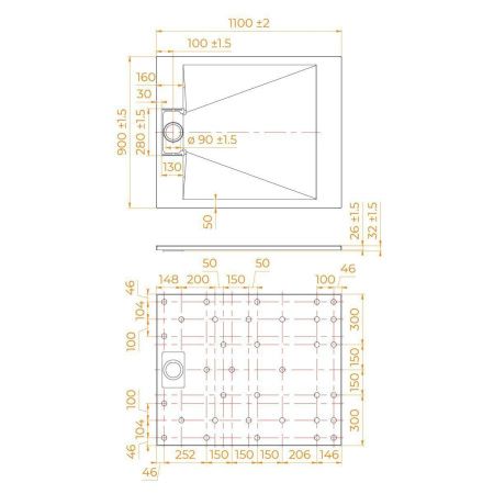 Душевой поддон из стеклопластика RGW SMC 553702911-01 110х90 белый