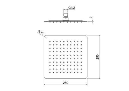 Верхний душ Aquatek AQ2072CR 25х25 хром