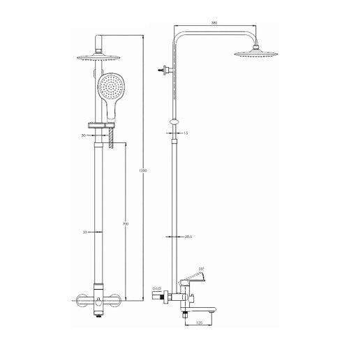 Душевая стойка G.Lauf NOB16-A128 настенная цвет хром - фото 3