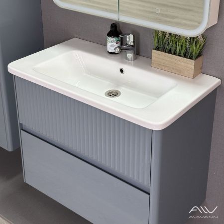 Тумба с раковиной Alavann Wave ALV1113000 80х50 подвесная цвет серый