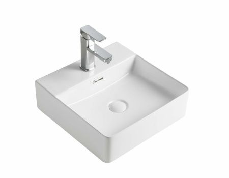 Раковина из сантехнического фарфора Orange B04-405w 40х40 накладная цвет белый