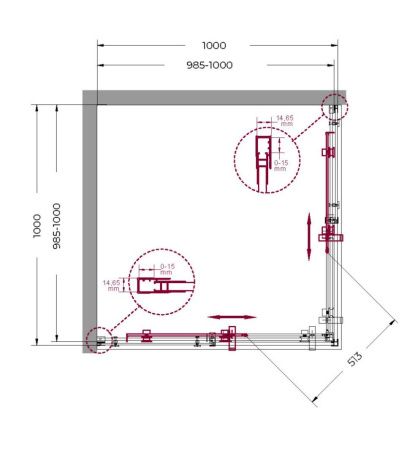 Душевой уголок BelBagno MARINO MARINO-A-2-100-C-NERO 100х100 стекло прозрачное профиль черный без поддона