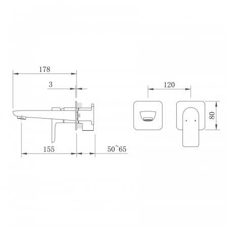 Смеситель Berges VENTAS 76008 настенный черный матовый