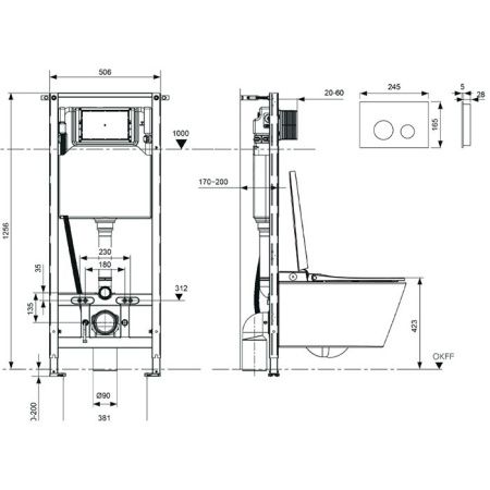Комплект унитаз с инсталляцией и клавишей смыва Tece TeceSpring S955797