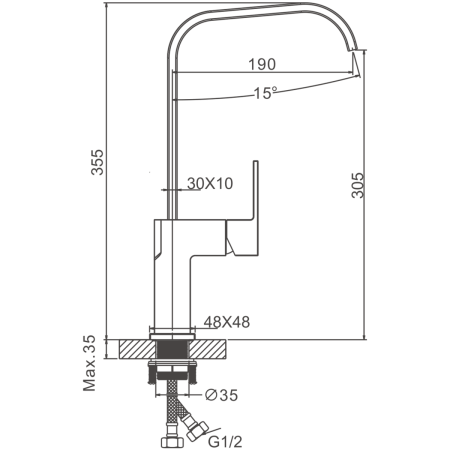 Смеситель для кухни BELZ B70613 на столешницу хром