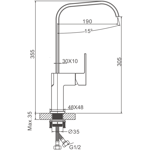 Смеситель для кухни Belz B613 B70613-7 на столешницу черный - фото 2