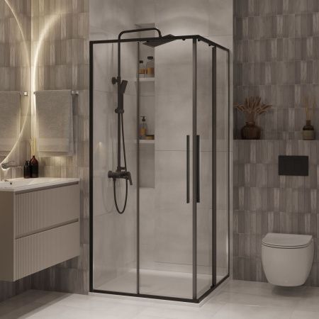 Душевой уголок Niagara Nova NG-6823-34BLACK 90х90 стекло прозрачное профиль черный без поддона