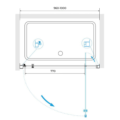 Душевая дверь RGW Passage 410810510-11 100х185 стекло прозрачное профиль хром глянцевый - фото 2