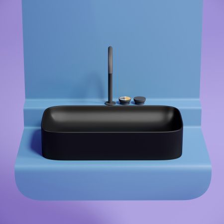 Раковина из сантехнического фарфора Ceramica Nova ELEMENT CN6054MB 70х40 накладная цвет черный без отверстий под смеситель