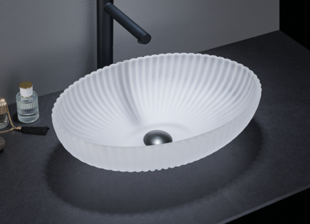 Раковина стеклянная CeramaLux GL49-JA 51х35 накладная цвет белый матовый