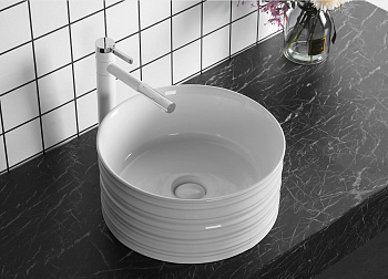 Раковина из сантехнического фарфора Cerutti SPA CR0051A 41х41 накладная цвет белый без отверстий под смеситель