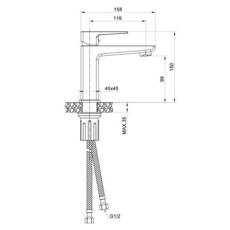 Смеситель WesnaArt Narcis NAR06-210BL-25100 на раковину черный