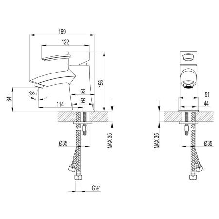 Смеситель LeMark Atlantiss LM3206C на раковину хром