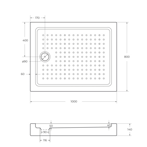 Душевой поддон Cezares TRAY-A-AH-100/80-15-W 100х80 акрил белый - фото 2