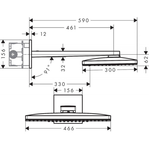 Верхний душ Hansgrohe Rainmaker Select 24005400 45х30 хром/белый - фото 2