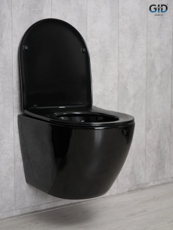 Унитаз подвесной Gid Convexo 62204Y черный глянцевый с сиденьем микролифт безободковый смыв торнадо