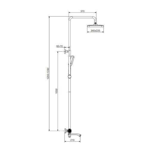 Душевая стойка Raglo R01.26.03 настенная цвет сатин золотой - фото 2