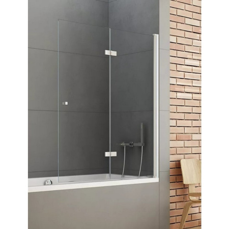 Душевая шторка на ванну New Trendy NEW SOLEO Chrome P-0083 110х140 стекло прозрачное профиль хром глянцевый ориентация правая