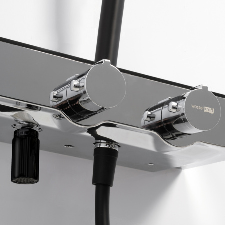 Душевая стойка WasserKRAFT A11401 настенная цвет черный с термостатом