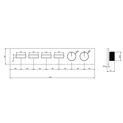 Смеситель для душа Gessi Hi-Fi 63016#299 встраиваемый в стену черный матовый с термостатом (внешняя часть) - фото 2