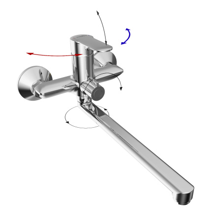 Смеситель для ванны Tokito KANDA TOK-KAN-1015 настенный хром