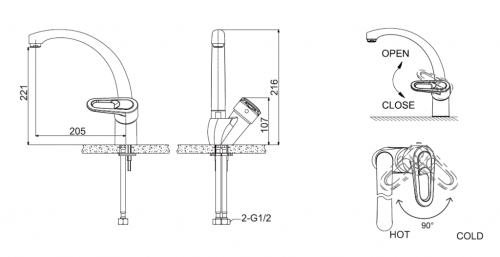 Смеситель для кухни Bravat LOOP F7124182CP-RUS на столешницу хром - фото 2