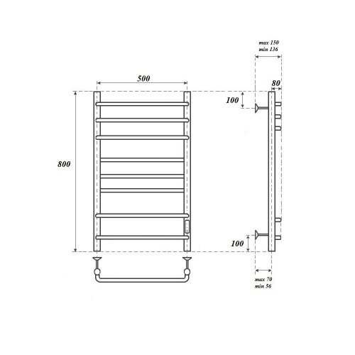 Полотенцесушитель Point Сатурн PN90858W электрический белый - фото 2