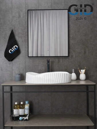 Раковина керамическая Gid Creativo 51223 60х40 накладная цвет белый без отверстий под смеситель
