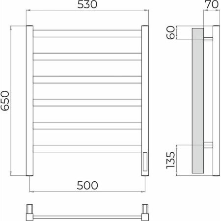 Полотенцесушитель электрический Terminus 4670078544520 55х65 хром