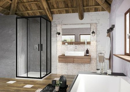 Душевой уголок Ravak Blix X1LM70300Z1 90х90 стекло прозрачное профиль черный без поддона