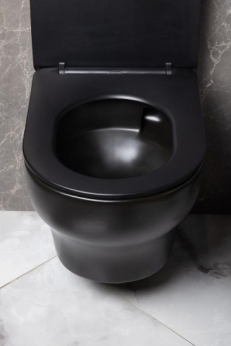 Унитаз подвесной Boheme Fiore 978-SET-B цвет черный матовый с сиденьем микролифт безободковый смыв торнадо - фото 4