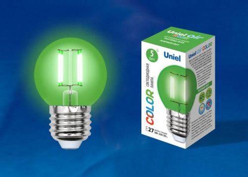Лампа светодиодная филаментная Uniel AIR Color (АИР Цолор) LED-G45-5W/RED/E27 GLA02RD картон - фото 2