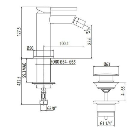 Смеситель Gattoni CIRCLE ONE 9050/90C0 на биде хром