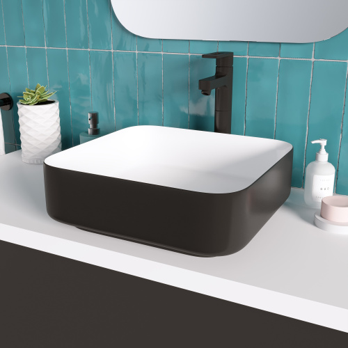 Раковина Grossman Color 39 см GR-4042BW накладная цвет черный/белый - фото 3