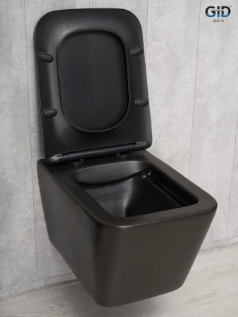 Унитаз подвесной Gid Cuadrado 62225Y черный матовый с сиденьем микролифт безободковый