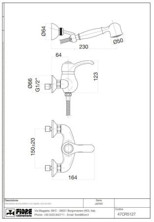 Смеситель Fiore Jafar 47OO5127 настенный золото