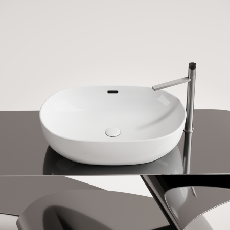 Раковина из сантехнического фарфора Ceramica Nova ELEMENT CN6064 61х42 накладная цвет белый без отверстий под смеситель