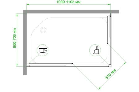 Душевой уголок Royal Bath HPD RB7110HPD-C-ST 110х70 стекло матовое профиль сатин без поддона