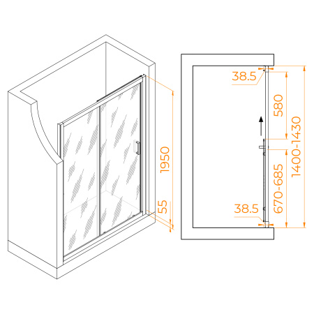 Душевая дверь RGW Passage 350801614-11 140х195 стекло прозрачное профиль хром глянцевый