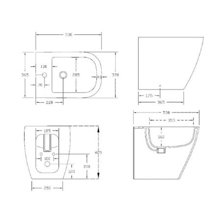 Биде напольное Artceram FASTER FSB002 01 00 bi*1 цвет белый