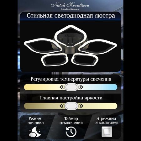 Люстра потолочная Natali Kovaltseva Real (Реал) LED LAMPS 81200 BLACK