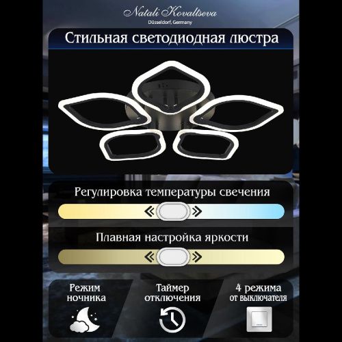 Люстра потолочная Natali Kovaltseva Real (Реал) LED LAMPS 81200 BLACK - фото 4